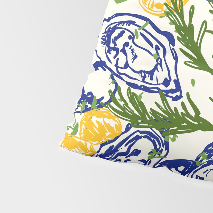 Oysters on Plate with Lemon - Coastal Checkered Pillow Sham Gallery Image 4