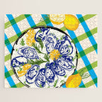 Oysters on Plate with Lemon - Coastal Checkered Jigsaw Puzzle Gallery Image 1