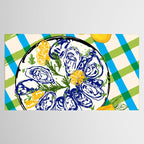 Oysters on Plate with Lemon - Coastal Checkered Tablecloth Gallery Image 2