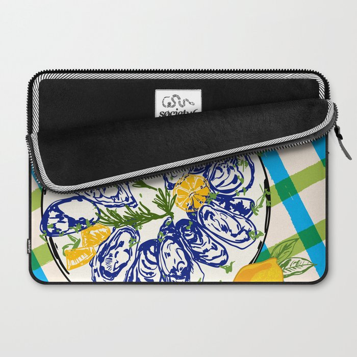 Oysters on Plate with Lemon - Coastal Checkered Laptop Sleeve Gallery Image 2