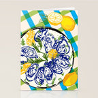 Oysters on Plate with Lemon - Coastal Checkered Stationery Card Gallery Image 2