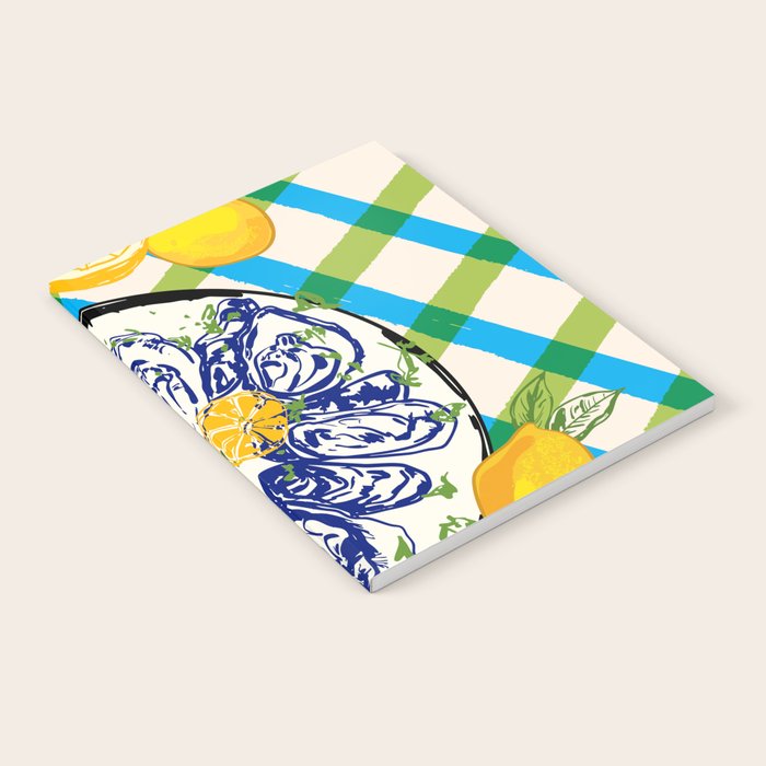 Oysters on Plate with Lemon - Coastal Checkered Notebook Gallery Image 2