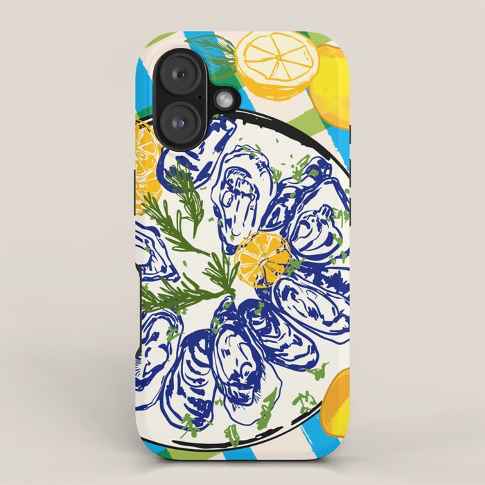 Oysters On Plate With Lemon - Coastal Checkered Iphone Case Gallery Image 1