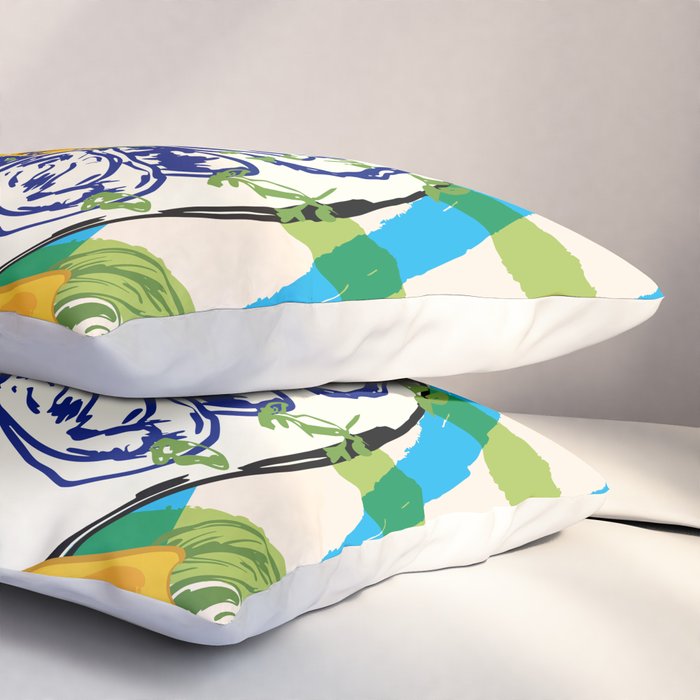 Oysters on Plate with Lemon - Coastal Checkered Pillow Sham Gallery Image 3