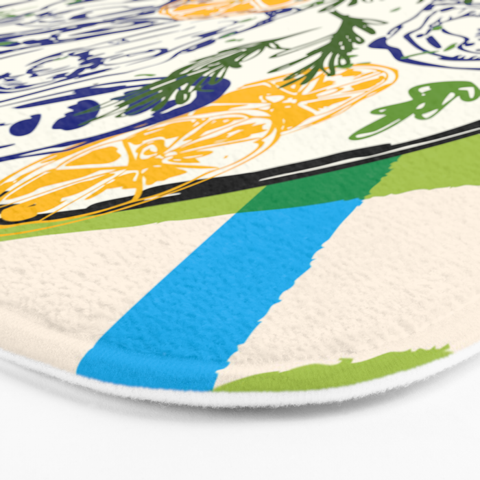 Oysters on Plate with Lemon - Coastal Checkered Bath Mat Gallery Image 3