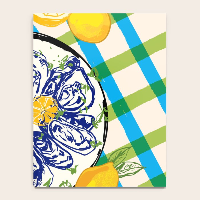Oysters on Plate with Lemon - Coastal Checkered Notebook Gallery Image 4