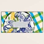 Oysters on Plate with Lemon - Coastal Checkered Desk Mat Gallery Image 1