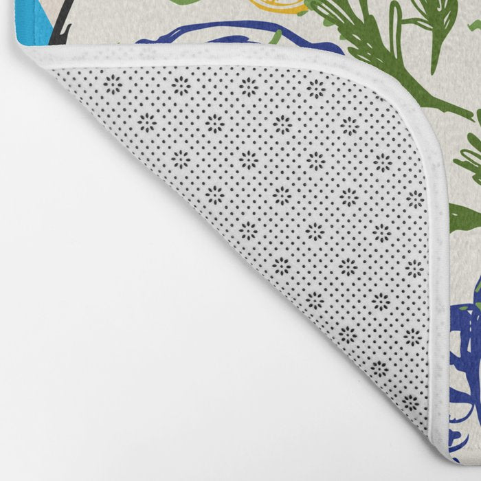 Oysters on Plate with Lemon - Coastal Checkered Bath Mat Gallery Image 2