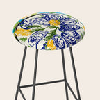 Oysters on Plate with Lemon - Coastal Checkered Stool Gallery Image 2
