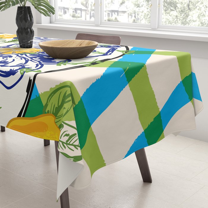 Oysters on Plate with Lemon - Coastal Checkered Tablecloth Gallery Image 3