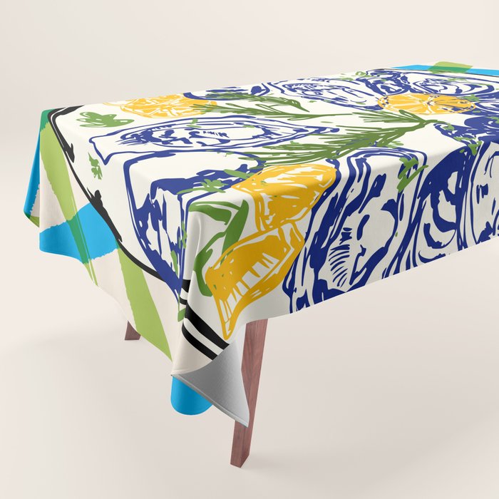 Oysters on Plate with Lemon - Coastal Checkered Tablecloth Gallery Image 1