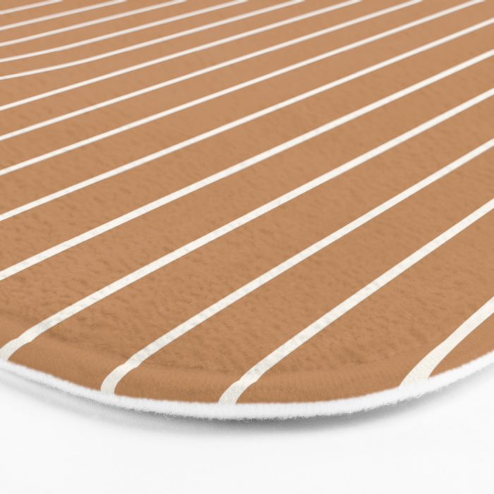 Minimal Line Curvature LXXXI Peach Orange Mid Century Modern Arch Abstract Bath Mat Gallery Image 3