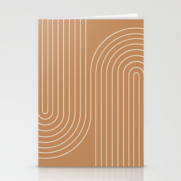 Minimal Line Curvature LXXXI Peach Orange Mid Century Modern Arch Abstract Stationery Card Gallery Image 2