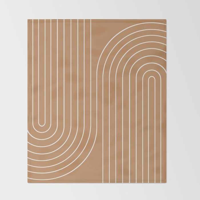 Minimal Line Curvature LXXXI Peach Orange Mid Century Modern Arch Abstract Throw Blanket Gallery Image 2