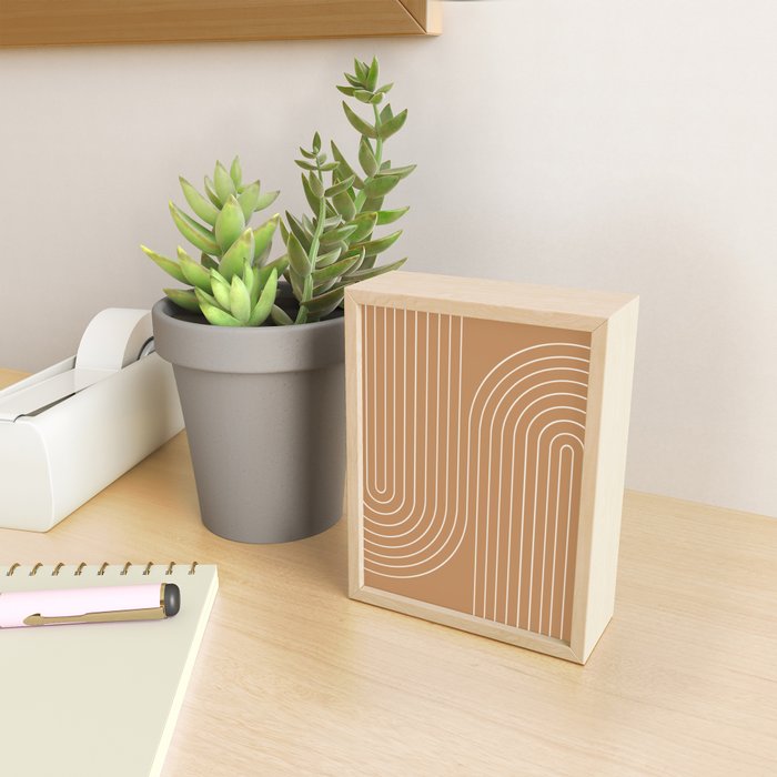 Minimal Line Curvature LXXXI Peach Orange Mid Century Modern Arch Abstract Mini Art Print Gallery Image 2