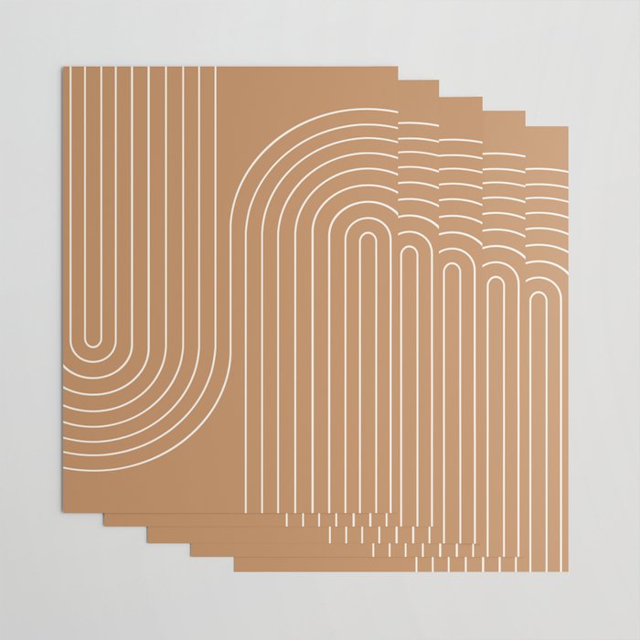 Minimal Line Curvature LXXXI Peach Orange Mid Century Modern Arch Abstract Wrapping Paper Gallery Image 3
