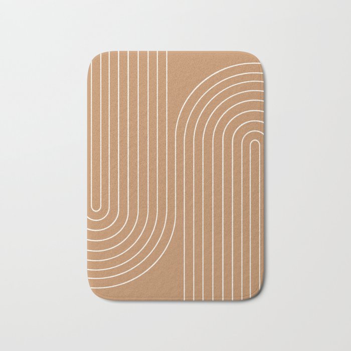 Minimal Line Curvature LXXXI Peach Orange Mid Century Modern Arch Abstract Bath Mat Gallery Image 1