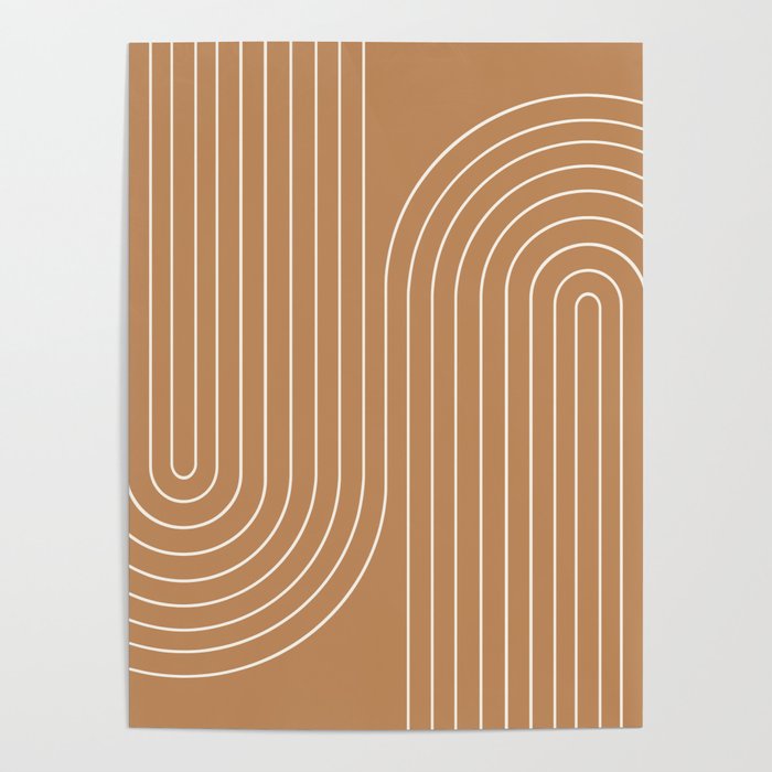Minimal Line Curvature LXXXI Peach Orange Mid Century Modern Arch Abstract Poster Gallery Image 1