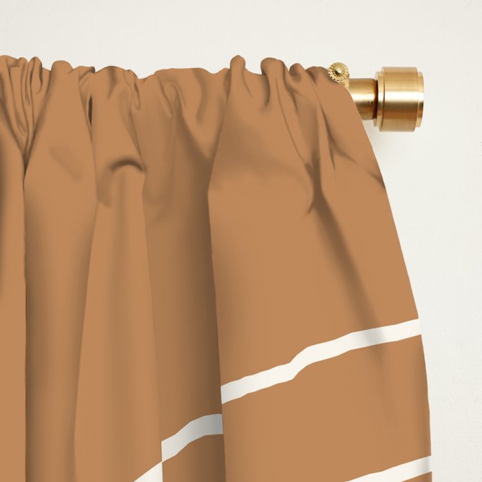 Minimal Line Curvature LXXXI Peach Orange Mid Century Modern Arch Abstract Window Curtain Gallery Image 2