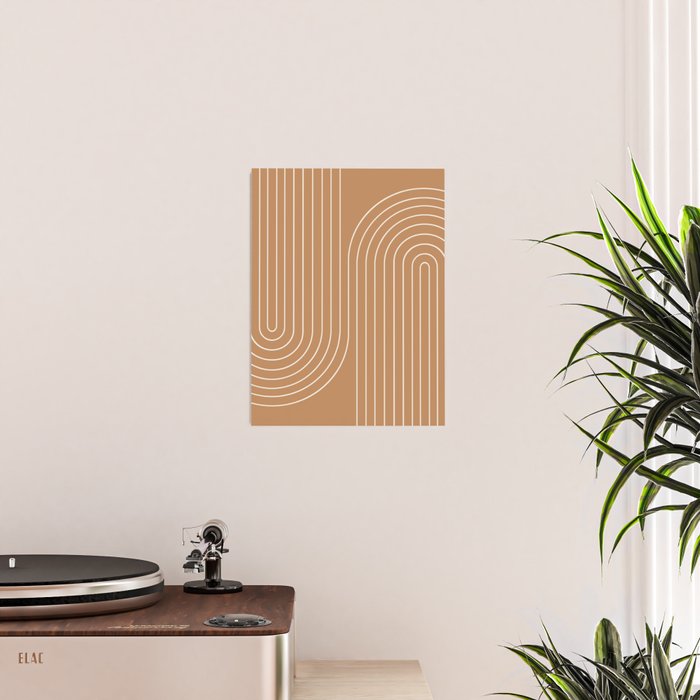 Minimal Line Curvature LXXXI Peach Orange Mid Century Modern Arch Abstract Poster Gallery Image 2