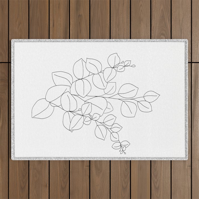 Minimalistic Eucalyptus  Line Art Outdoor Rug Gallery Image 1