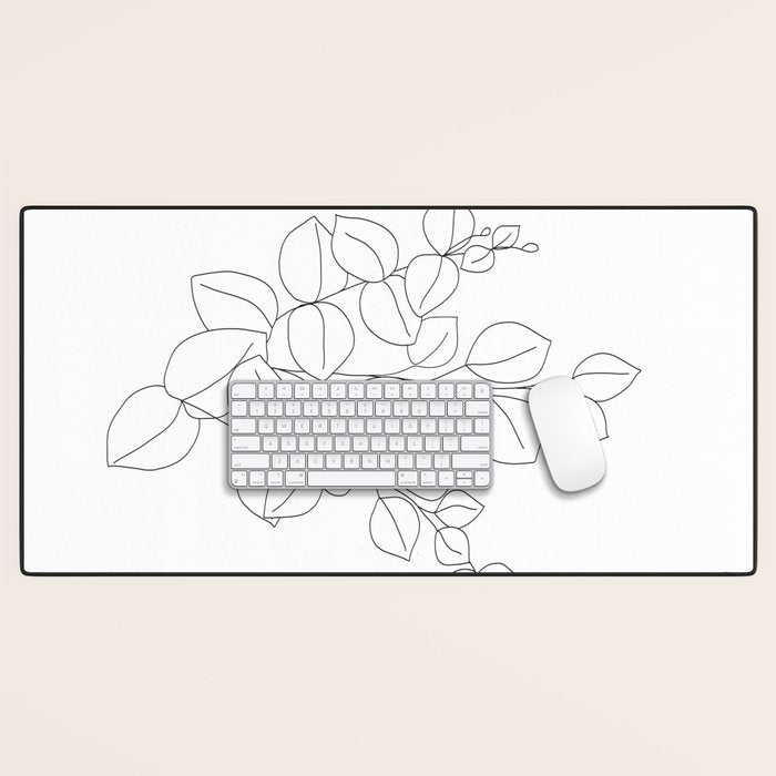 Minimalistic Eucalyptus  Line Art Desk Mat Gallery Image 1