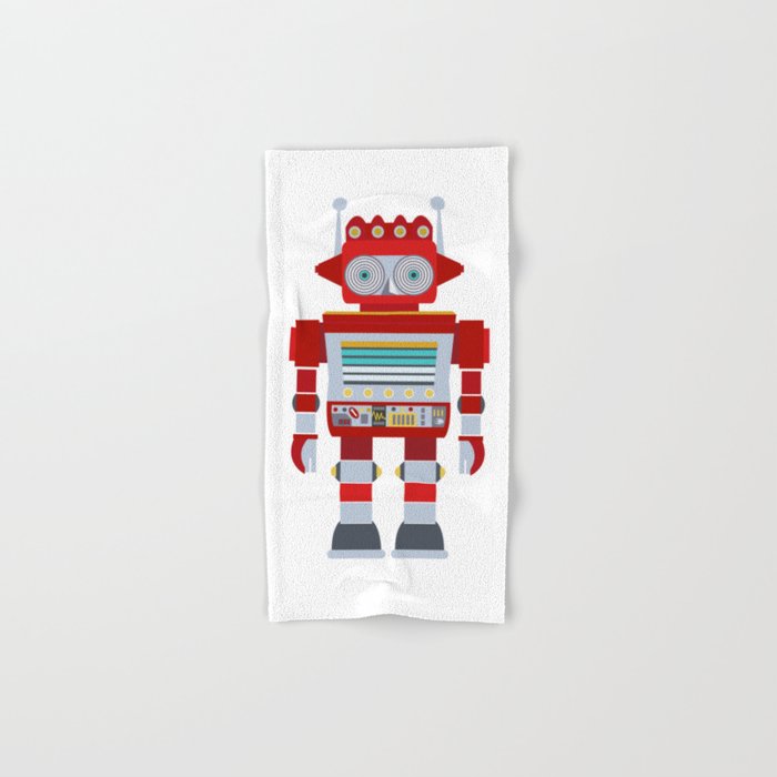Red Robot Retro Toy Bath Towel Gallery Image 1