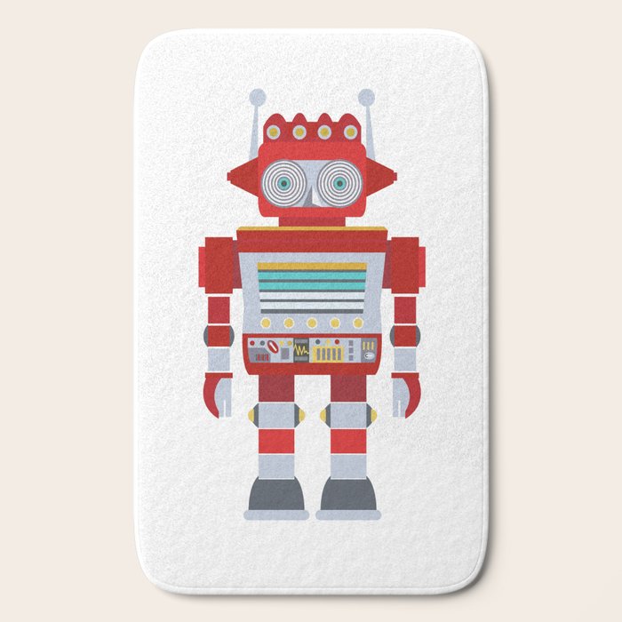 Red Robot Retro Toy Bath Mat Gallery Image 2
