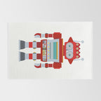 Red Robot Retro Toy Rug Gallery Image 2
