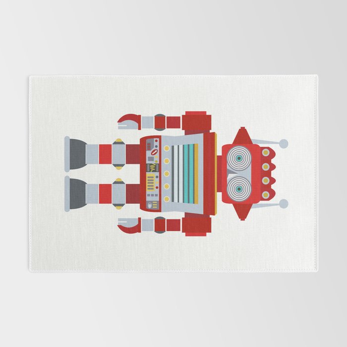 Red Robot Retro Toy Rug Gallery Image 2