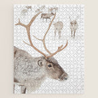 Reindeer With Antlers Art Print | Tromsø Norway Animal Snow Photo | Arctic Winter Travel Photography Jigsaw Puzzle Gallery Image 1
