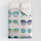 Sunglasses Collection - Turquoise & Navy Palette Duvet Cover Gallery Image 6