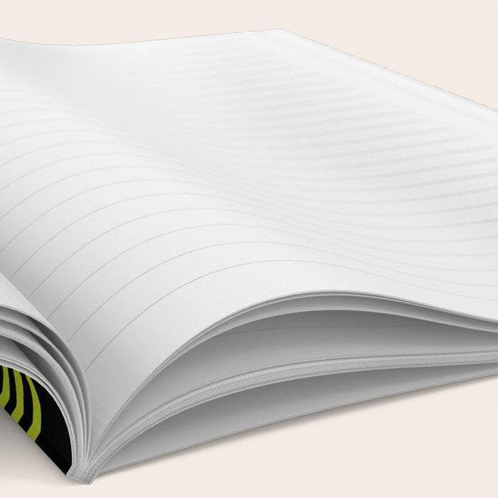 Mid Century Modern Atomic Rings Pattern Black and Chartreuse Notebook Gallery Image 2