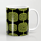 Mid Century Modern Atomic Rings Pattern Black and Chartreuse Coffee Mug Gallery Image 1