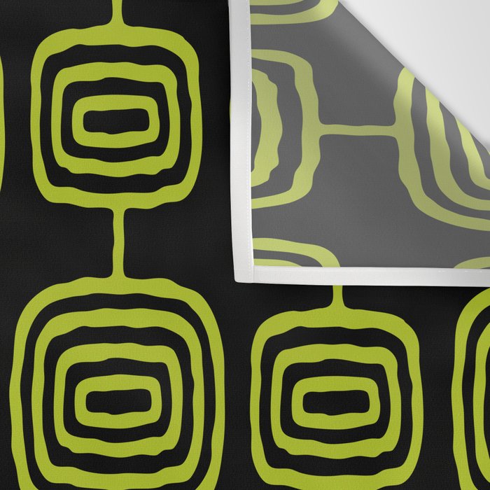 Mid Century Modern Atomic Rings Pattern Black and Chartreuse Wall Tapestry Gallery Image 3