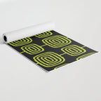 Mid Century Modern Atomic Rings Pattern Black and Chartreuse Yoga Mat Gallery Image 2