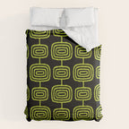 Mid Century Modern Atomic Rings Pattern Black and Chartreuse Comforter Gallery Image 6