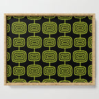 Mid Century Modern Atomic Rings Pattern Black and Chartreuse Serving Tray Gallery Image 1