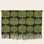 Mid Century Modern Atomic Rings Pattern Black and Chartreuse Wall Hanging Gallery Image 1