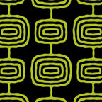 Mid Century Modern Atomic Rings Pattern Black and Chartreuse Coffee Mug Gallery Image 2
