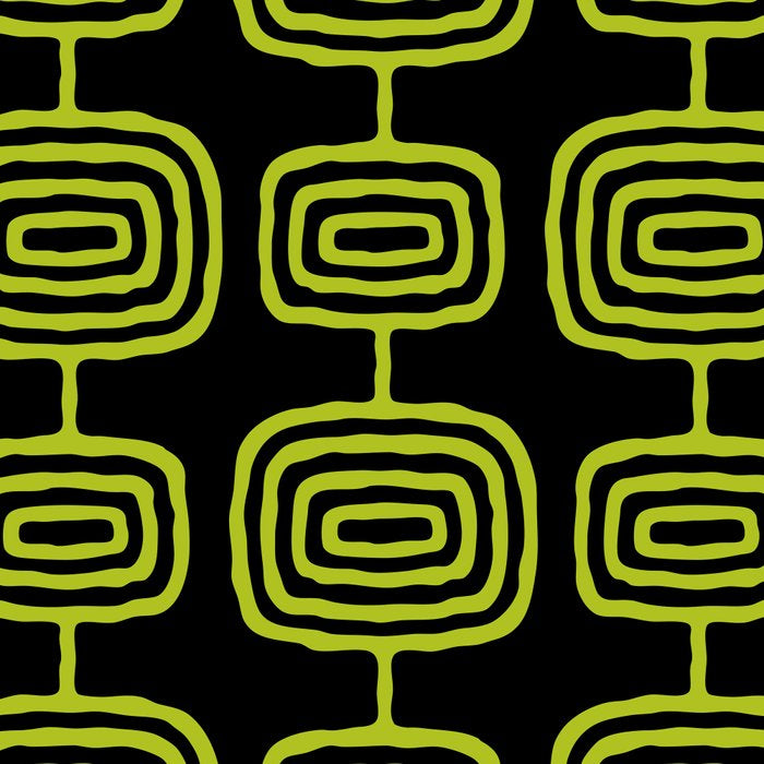 Mid Century Modern Atomic Rings Pattern Black and Chartreuse Coffee Mug Gallery Image 2