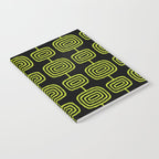 Mid Century Modern Atomic Rings Pattern Black and Chartreuse Notebook Gallery Image 2