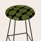 Mid Century Modern Atomic Rings Pattern Black and Chartreuse Stool Gallery Image 2