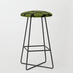 Mid Century Modern Atomic Rings Pattern Black and Chartreuse Stool Gallery Image 1