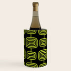 Mid Century Modern Atomic Rings Pattern Black and Chartreuse Wine Chiller Gallery Image 3