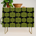 Mid Century Modern Atomic Rings Pattern Black and Chartreuse Credenza Gallery Image 1