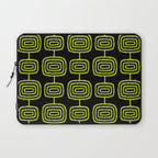 Mid Century Modern Atomic Rings Pattern Black and Chartreuse Laptop Sleeve Gallery Image 1