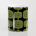 Mid Century Modern Atomic Rings Pattern Black and Chartreuse Coffee Mug Gallery Image 4