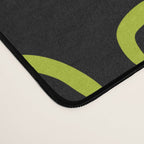 Mid Century Modern Atomic Rings Pattern Black and Chartreuse Desk Mat Gallery Image 4