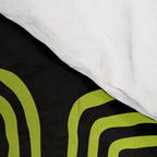 Mid Century Modern Atomic Rings Pattern Black and Chartreuse Comforter Gallery Image 4